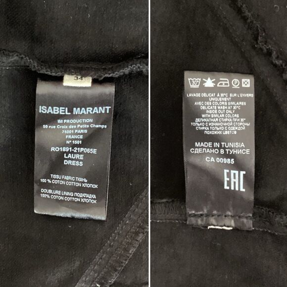 ISABEL MARANT ETOILE Size 34 (US XS) NWT Laure Robe Dress Faded Black Denim Gray - Picture 16 of 16